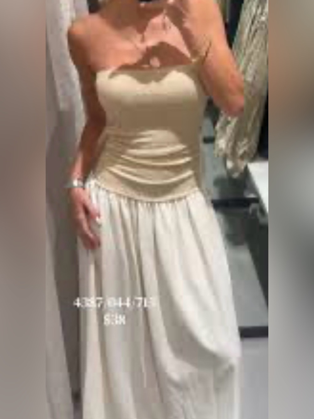 Zara Strapless Beige Bodice with Cream Maxi Skirt Dress